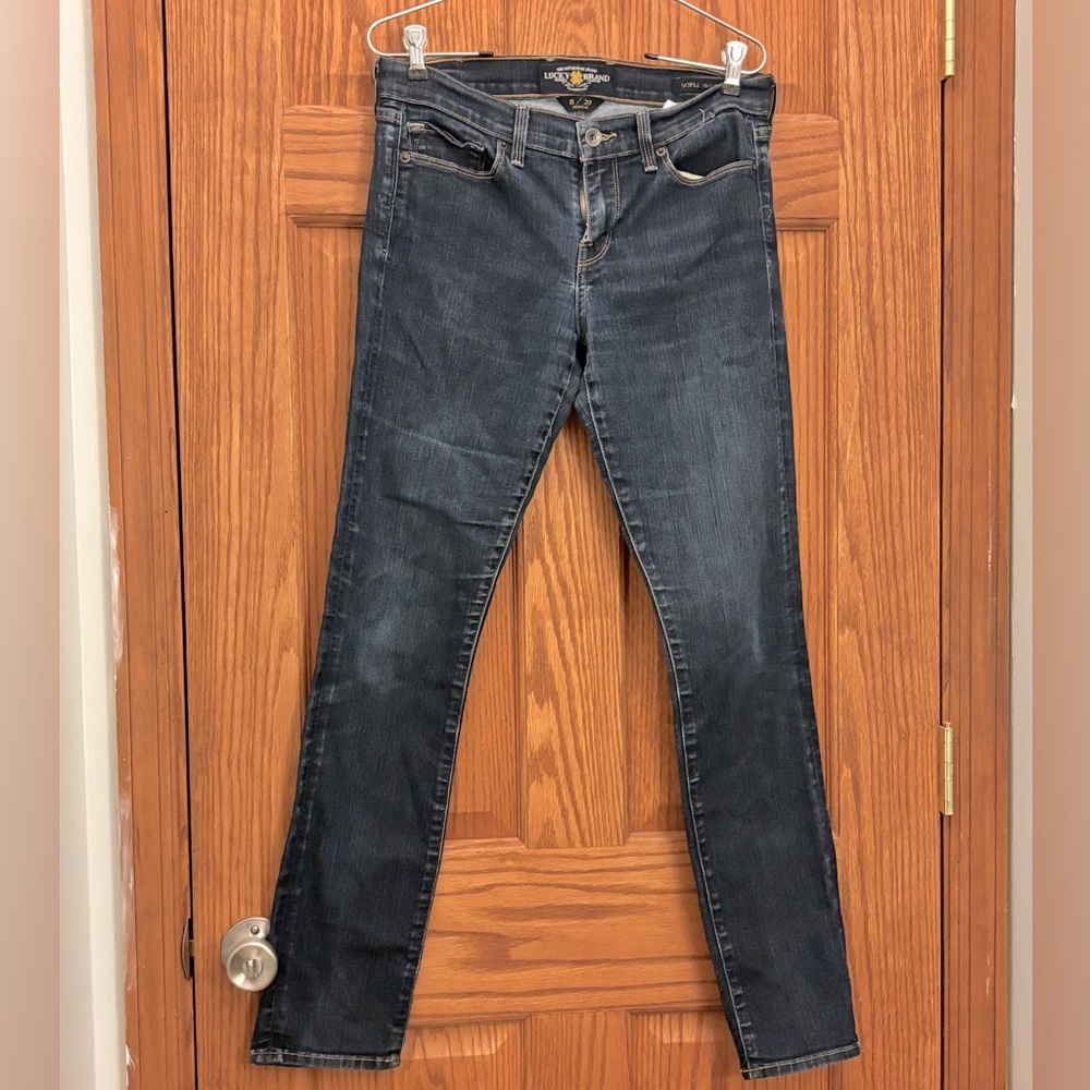 Lucky Brand Sofia Skinny Size 8/29 dark blue wash, no rips or pilling